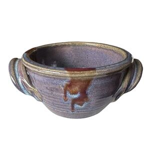 AYERS STUDIO POTTERY Handmade Bread Baker Bowl w/ Dip Glaze Ceramic Signed USA